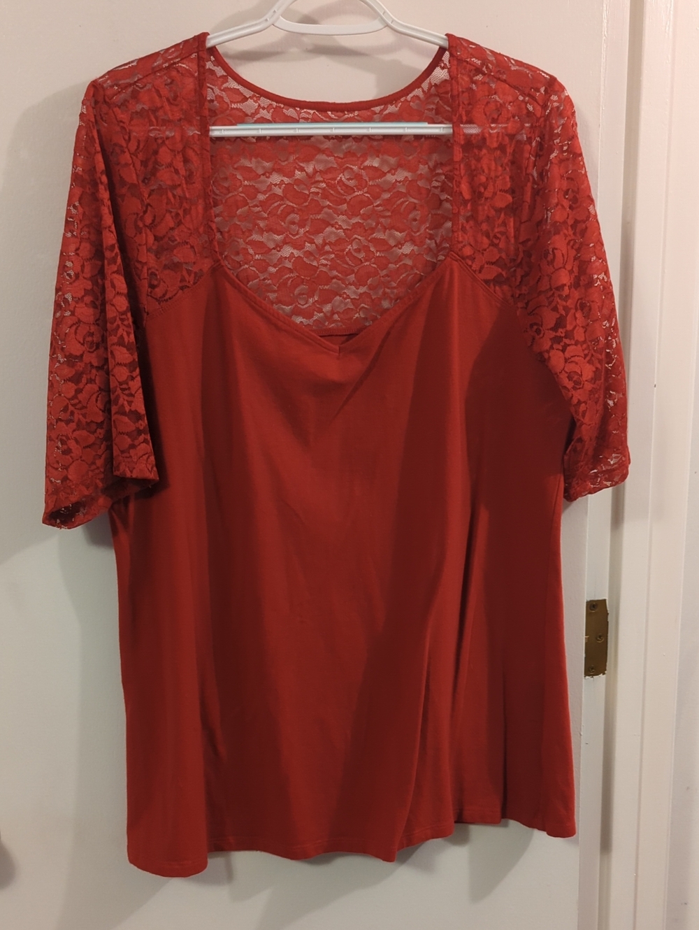 torrid Red Lace-Yoke Top